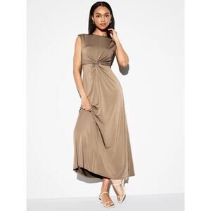 NWT Old Navy Twist Front Midi Dress Taupe Occasion Dress XS